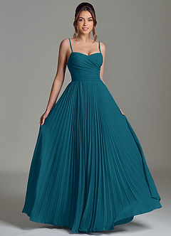 Azazie Catie Brautjungfernkleider A-Linie Herzausschnitt Chiffon Kleid Tintenblau image3