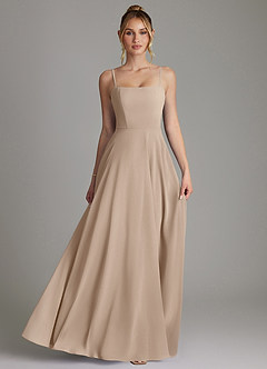 Azazie Elita Bridesmaid Dresses Taupe A-Line Pleated Chiffon Dress image4