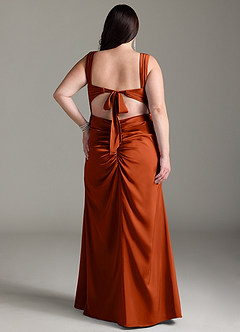 Azazie Jesaphine Bridesmaid Dresses Paprika Sheath Bow Stretch Satin Dress image9
