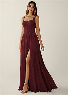 Megan Wine Lace A-line Prom Dress image5