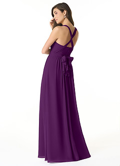 Azazie Olani Robes de demoiselle d'honneur Robe Trapèze Convertible en Mousseline de soie Épaule décolletée Grain De Raisin image3