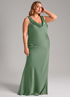 Azazie Rylina Bridesmaid Dresses Matcha Mermaid Stretch Satin Dress image10
