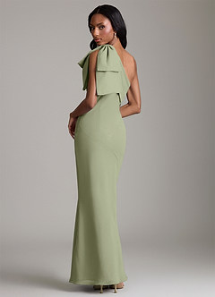 Azazie Yuanna Bridesmaid Dresses Pistachio Mermaid One Shoulder Chiffon Dress image2