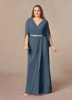 Azazie Belinda Mother of the Bride Dresses Neptune A-Line V-Neck Pleated Chiffon Dress image8