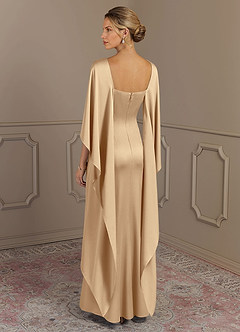 Azazie Eli Mother of the Bride Dresses Champagne Sheath Boatneck Stretch Satin Dress image2