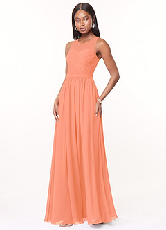 Azazie Nina Bridesmaid Dresses Sunset A-Line Pleated Chiffon Dress image4