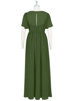 Azazie Verna Maternity Bridesmaid Dresses A-Line V-Neck Ruched Chiffon Floor-Length Dress image8