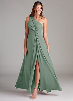 Azazie Brooke Brautjungfernkleider A-Linie One-Shoulder Chiffon Kleid Silberner Salbei image3