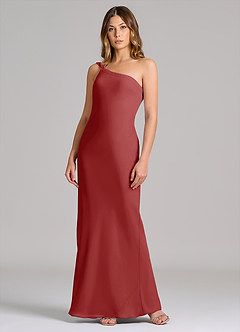 Azazie Monroe 신부 들러리 드레스 쉬스 한쪽 어깨 쉬폰 바닥 길이 드레스 image3