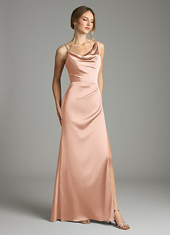 Azazie Samara Suknie dla druhen Syrena Pofałdowany Satyna elastyczna Do ziemi Sukienka image4