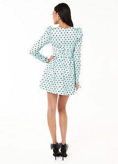 Cyndi Mint Blue And Black Polka Dot Mini Dress image5