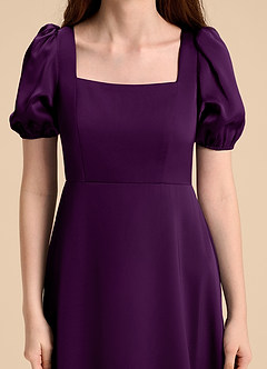 Azazie Briar Junior Grape A-Line Bow Stretch Satin Dress image8