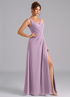 Azazie Bernice Bridesmaid Dresses Wisteria A-Line Pleated Chiffon Dress image3