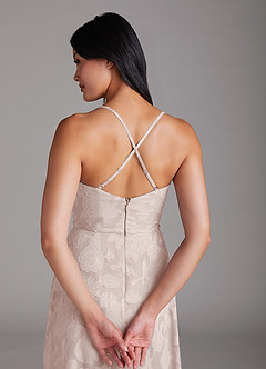 Azazie Naeem Brautjungfernkleider A-Linie Blumen-Burnout Kleid Zartrosa image5