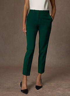 front Whitney Emerald Structured Stretch Cropped Dress Pants