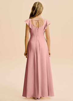 Azazie Bondi Junior Rosette A-Line Side Slit Stretch Satin Dress image2