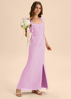 Azazie Jessamine Junior Abito Sirena in Chiffon Scollo a Cuore Rosa Confetto image4