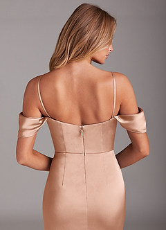 Azazie Saige Brautjungfernkleider Etui Schulterfrei Stretch-Satin Kleid Roségold image8