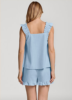front Ruffled Sleeveless Cotton Pajama Set