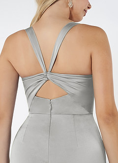 Azazie Mero Brudtärnklänningar Klänning av Tubklänning i Stretch Satin Plisserad Silver image5