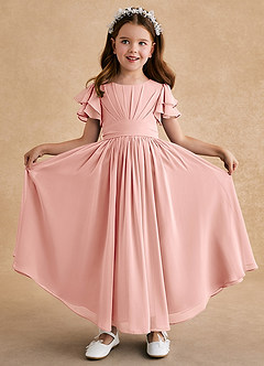 Azazie Ali Flower Girl Dresses Rosette A-Line Pleated Chiffon Dress image1
