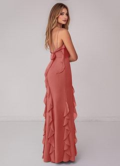Azazie Malia Bridesmaid Dresses Antique Rose Sheath Ruched Chiffon Dress image5