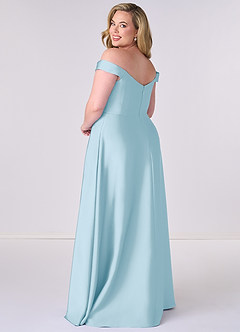 Barbie ♥ Azazie Bridesmaid Dresses Sky Blue A-Line Off the Shoulder Stretch Satin Convertible Dress image8