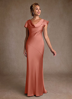 Azazie Shelby 신부의 어머니 드레스 인어 주름진 스트레치 새틴 플로어 길이 드레스 image3