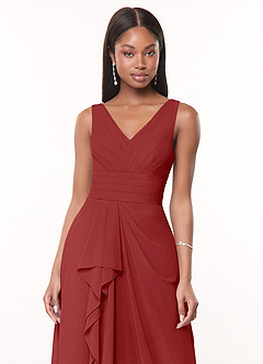 Azazie Julianna Brautjungfernkleider A-Linie Chiffon Kleid Rost image5