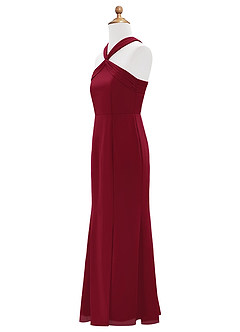Azazie Rue Junior Burgundy Mermaid Side Slit Chiffon Dress image8