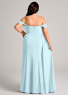 Azazie Amyra Bridesmaid Dresses Cloud Blue Sheath Off the Shoulder Chiffon Convertible Dress image14