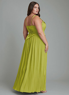 Azazie Stephanie Bridesmaid Dresses Lemongrass A-Line Pleated Stretch Satin Dress image8