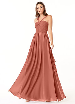 Azazie Dionne Bridesmaid Dresses Clay A-Line Corset Chiffon Dress image4
