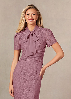 Azazie Carleannia Mother of the Bride Dresses Vintage Mauve Mermaid Lace Chiffon Dress image5