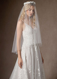 front Garden Flower Crown Waist Length Veil