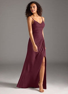 Azazie Deandra Brautjungfernkleider Meerjungfrau-Linie Plissee Chiffon Kleid Cabernetrot image4