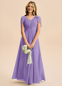 Azazie Emma Junior Robe Trapèze en Mousseline de soie Plissée Tahiti image3