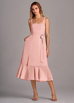 Azazie Deb Bridesmaid Dresses Rosette A-Line with Pockets Chiffon Convertible Dress image1