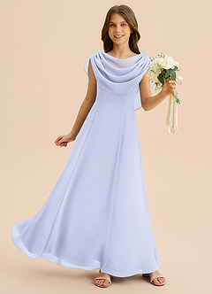 Azazie Lambie Junior Lavender A-Line Pleated Chiffon Dress image3