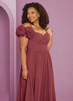 Barbie ♥ Azazie Bridesmaid Dresses Merlot A-Line Off the Shoulder Chiffon Convertible Dress image13