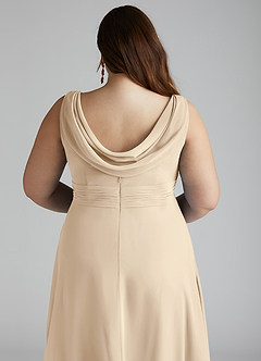 Azazie Karina Bridesmaid Dresses Champagne A-Line Pleated Chiffon Dress image10
