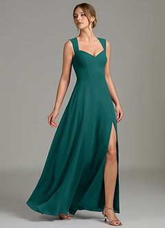 Azazie Gwendolyn Bridesmaid Dresses Peacock A-Line Sweetheart Neckline Chiffon Dress image3