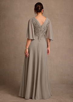 Azazie Tilda Mother of the Bride Dresses Taupe A-Line Lace Chiffon Dress image2