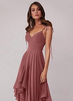Barbie ♥ Azazie Brautjungfernkleider A-Linie Schleifen Chiffon Kleid Amethyst image5