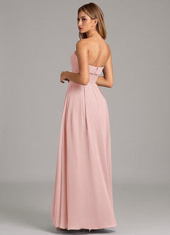 Azazie Lucienne Robes de demoiselle d'honneur Robe Trapèze Convertible en Mousseline de soie Sans bretelles Rose Poudré image2