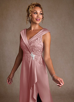 Azazie Santa Monica Mother of the Bride Dresses Dusty Rose A-Line Lace Dress image5