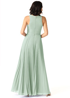 Azazie Lindie Bridesmaid Dresses Agave A-Line Scoop Pleated Chiffon Dress image2