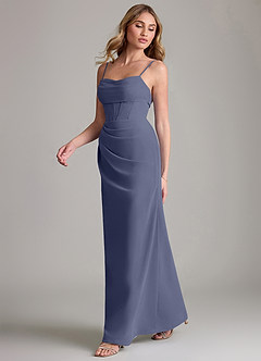 Azazie Mai Bridesmaid Dresses Stormy Sheath Pleated Chiffon Dress image4