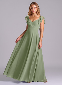 Azazie Leilani Bridesmaid Dresses Pistachio A-Line Pleated Chiffon Dress image1