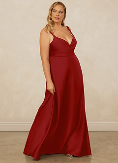 Christian Siriano Bridal for Azazie 1001 Bridesmaid Dresses Pomegranate A-Line Sweetheart Neckline Stretch Satin Dress image14